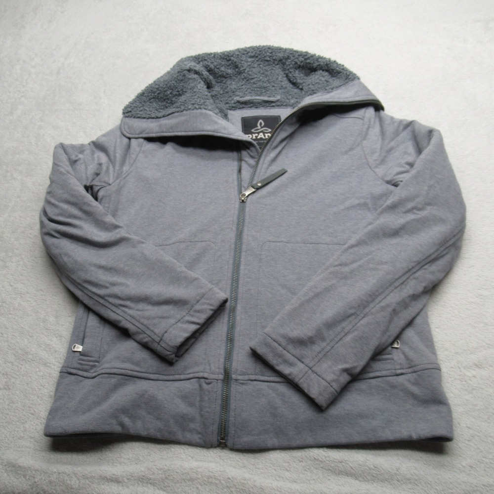Prana Jacket Women Medium Gray Xina L21 Pockets Sherpa Fleece Lined Full Zip
